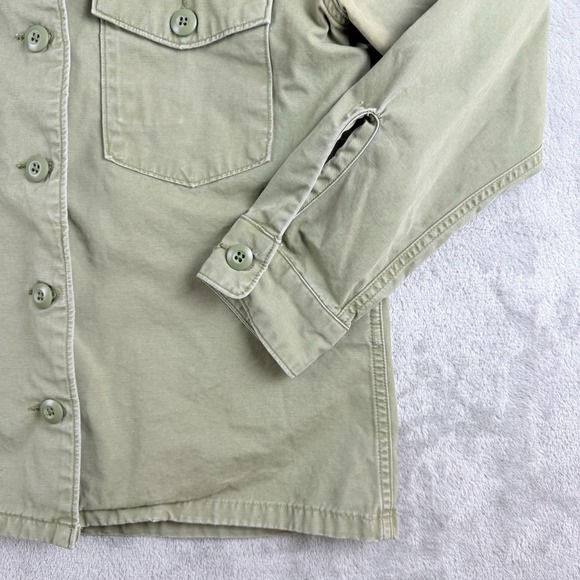 Levis Shirt Jacket Womens Small Olive Green Embroidered Flowers Military Utility - Picture 9 of 16